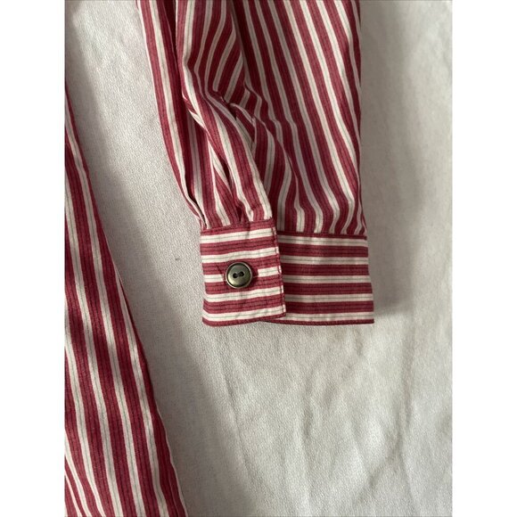 Koret City Blues Red & White Striped Floral Button-Up Shirt L - Picture 11 of 13